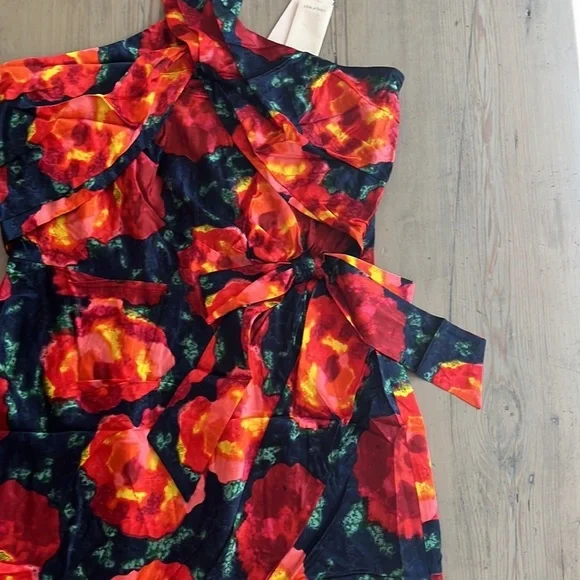 🆕 Cinq á Sept Silk Floral Trini Halter Mini Wrap Dress - Picture 8 of 12